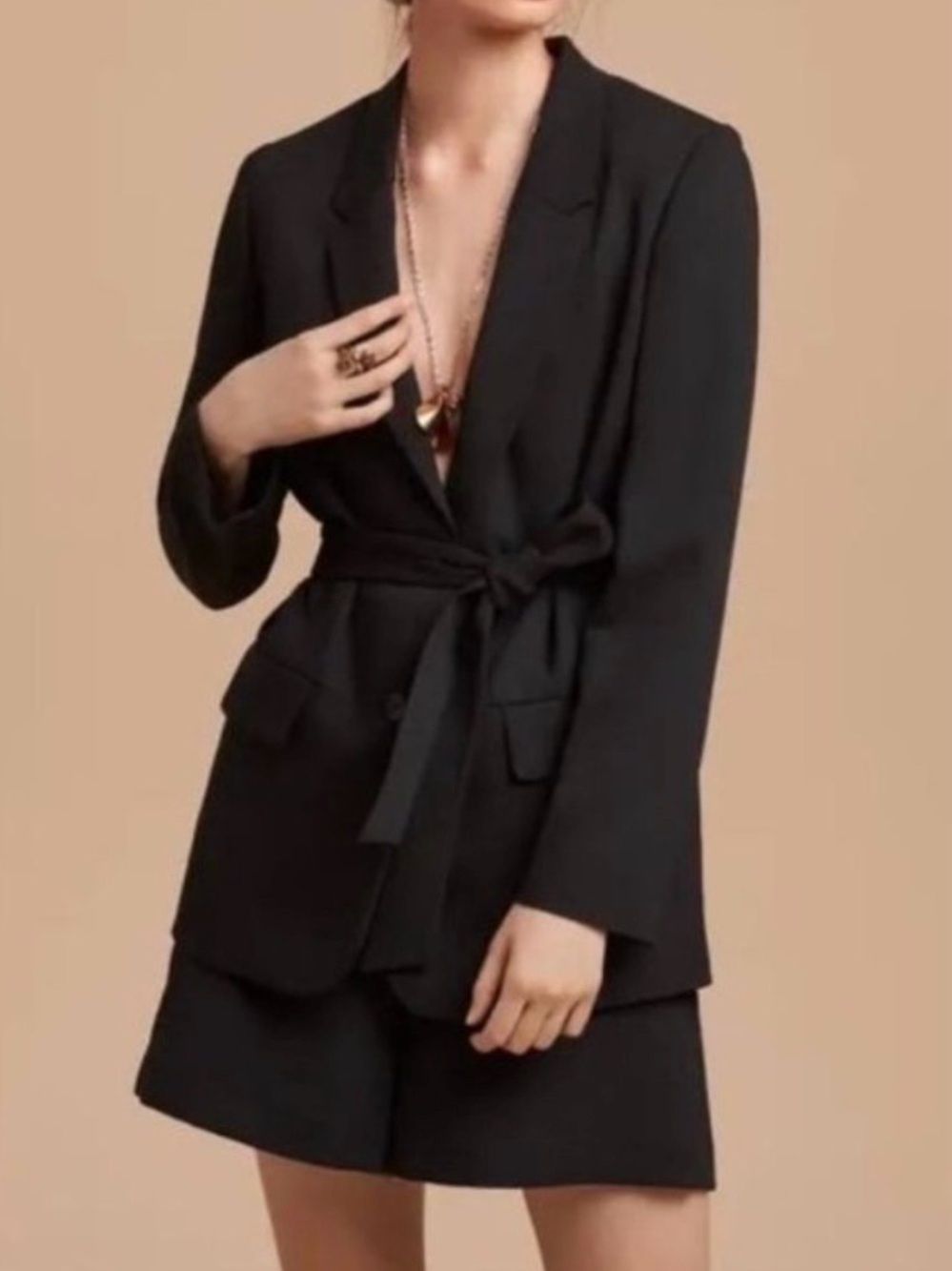 Aritzia Wilfred Novella Belted Oversized Blazer Jacket Black Size XS